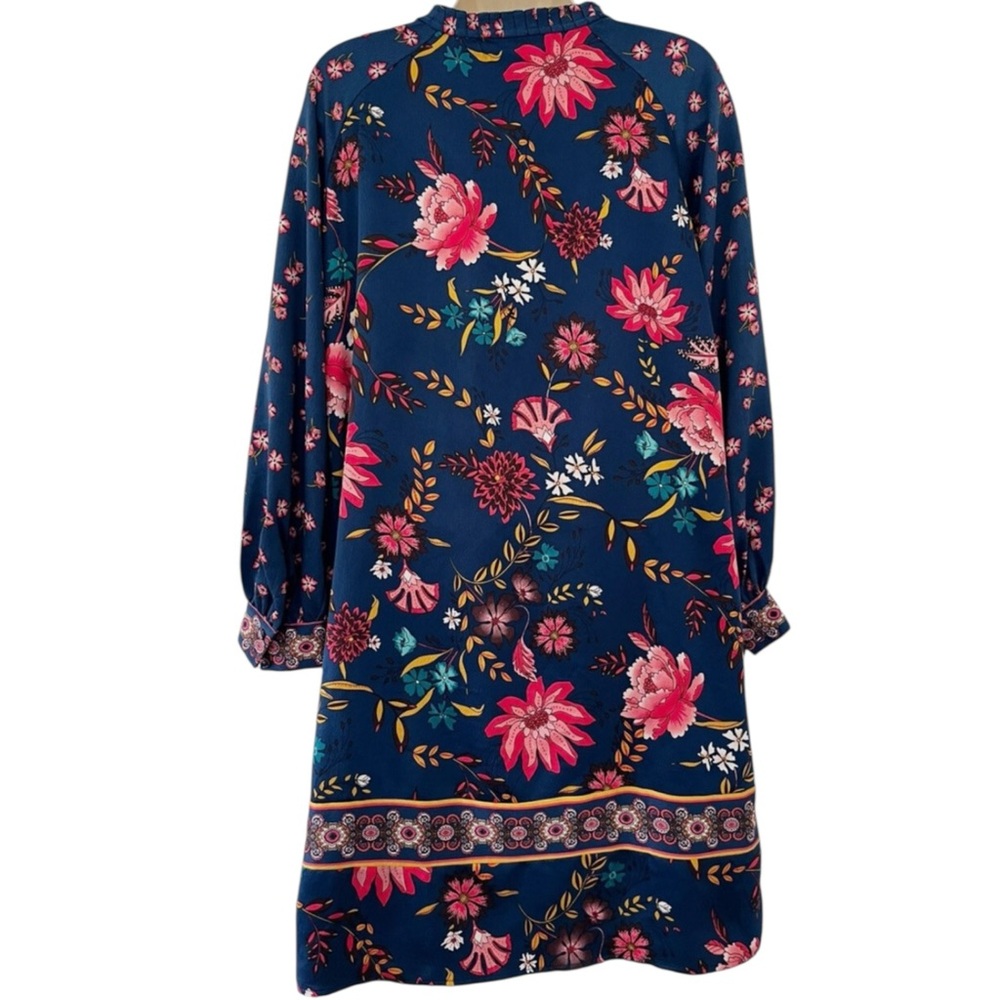 LOFT Wildflower Satin Shift Dress w/ Cuffed Balloon sleeves in Vibrant Colors MP - Picture 5 of 11